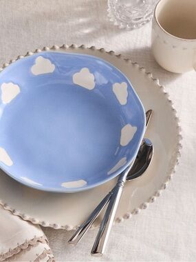 Anthropologie Vida pasta Bowl clouds Blue glazed Ceramic